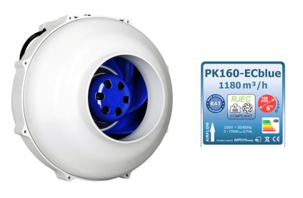 Prima Klima Rohrventilator EC Blue RJEC Multispeed 1180m³/h 160mm PK160-ECblue