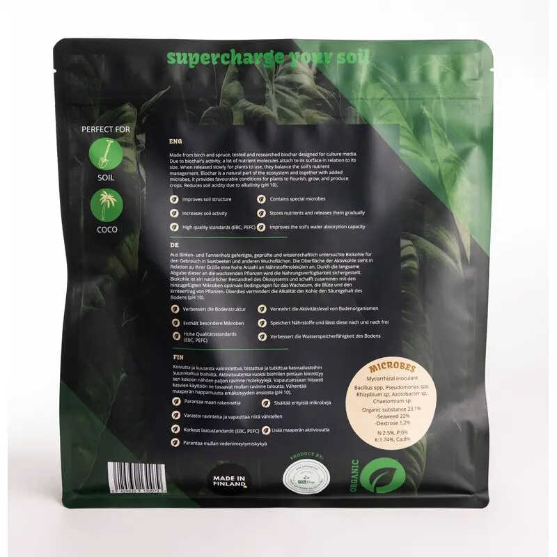 CO2 Products Biochar + Microbes Biokohle 5kg Back